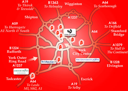 Map of York UK Student Accommodation